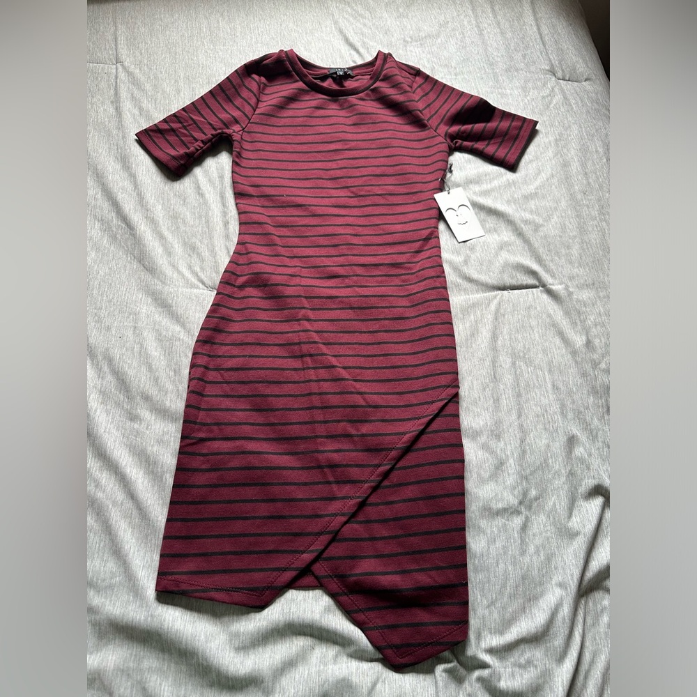 Burgundy Striped Dress